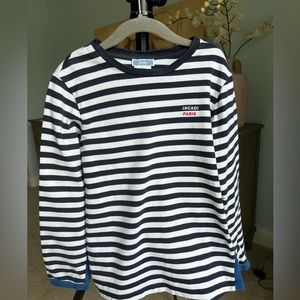 Jacadi cotton shirt boys 10A navy stripe.